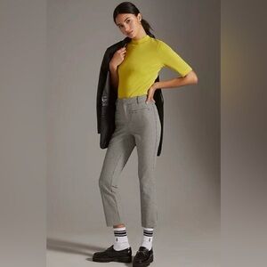 Anthropologie Maeve Essential Black Houndstooth Slim Kick Flare Pant Size 12T